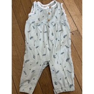 City Mouse BABY GIRLS ROMPER Size 6-9 Months Leaves Light Green Spring Ruffles